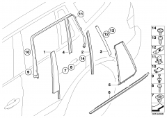 51 70 3 332 864 Frame For Fixed Side Window Right